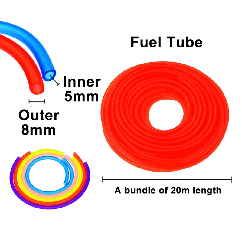 

1m （5X8mm）Fuel Pipe Tubing Petrol Line Oil Hose Fuel Gas Line Hose Tube Motorcycle Universal Colorful Carburetor Fuel Tank Tube