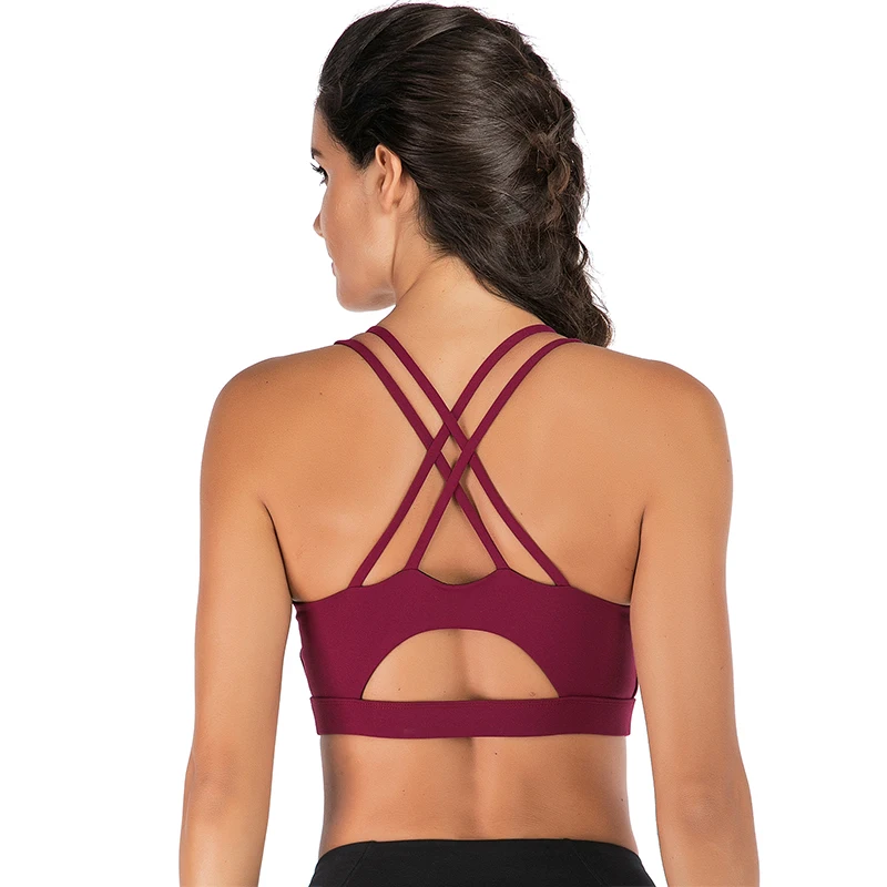 

Women Professional Sports Bra Quick Dry Cross Strap Back Shockproof Gym Fitness Running Jogging Yoga Sport Brassiere Tops