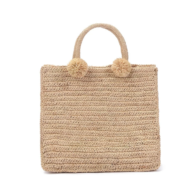 

Stylish Summer Beach Bag French Style Straw Bag Women Striped Tote Woven Hollow Out Handbags Elegant Vintage Hand Bags