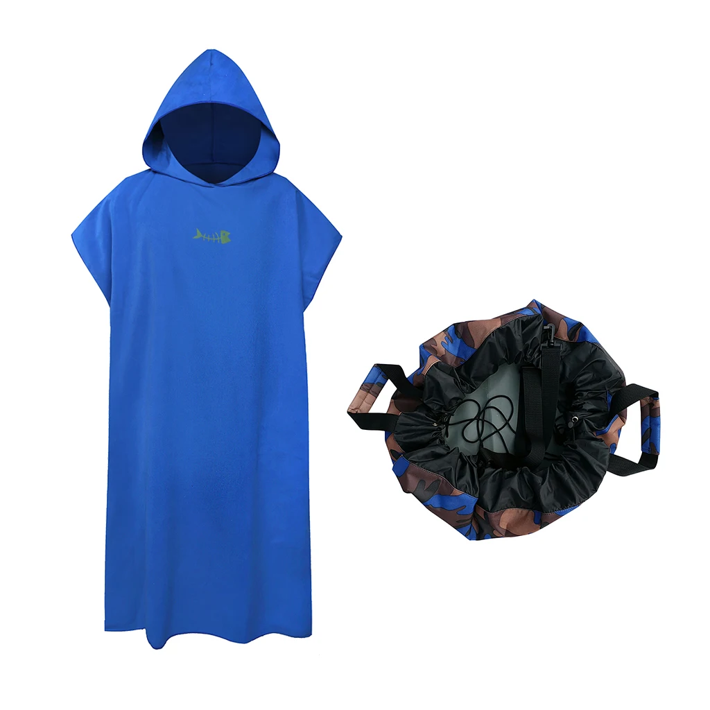 33.5inch Wetsuit Changing Mat Waterproof Dry Bag with Beach Surf Poncho Hooded Bath Robe Wetsuit Changing Mat