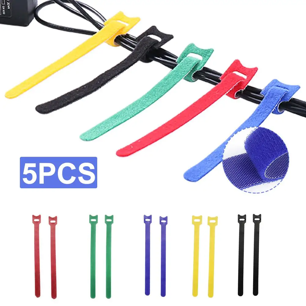 

5Pcs 20cm Reusable Hook Loop Cable Cord Ties Wire Tidy Strap Fastener Organizer