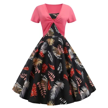 

Vintage Dress 2019 Summer two piece set Women Polka Dot Patchwork Elegant Midi Party Dresses Casual Female Vestidos Plus Size