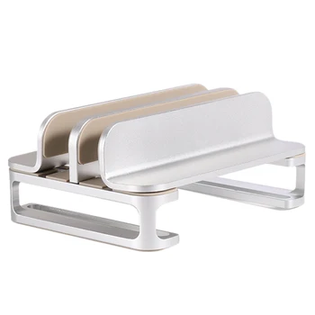 

Aluminum Alloy Notebook Vertical Bracket Desktop Double Card Slot Mobile Phone Flat Notebook Storage Bracket