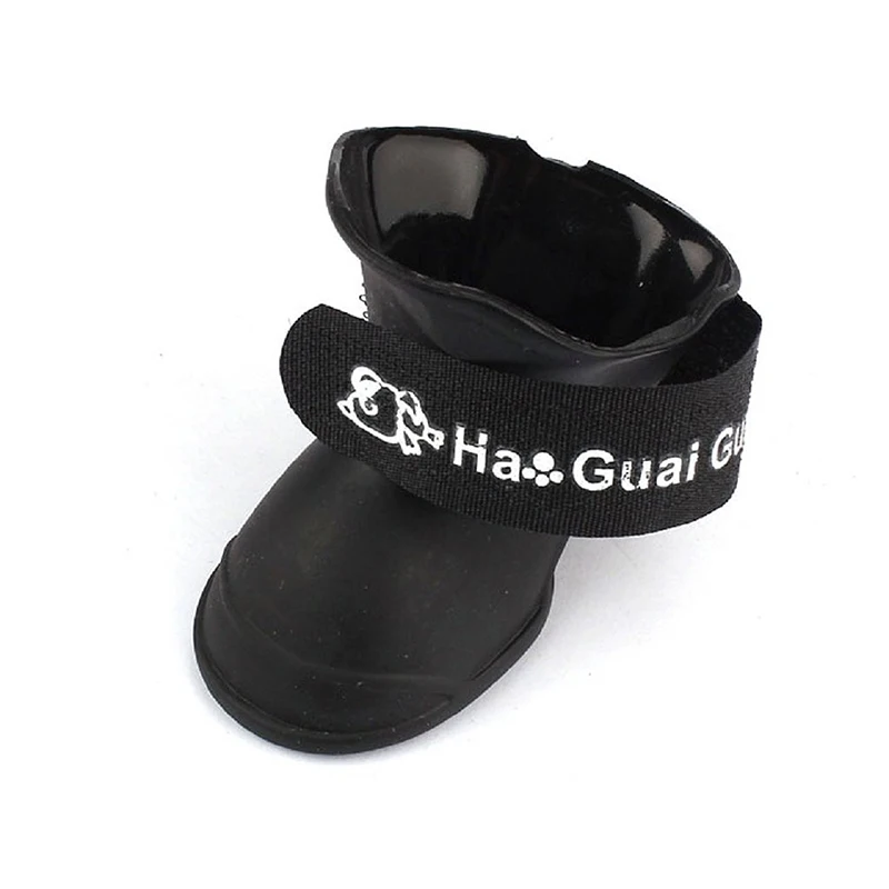 4 шт собака резиновые сапоги Водонепроницаемая Обувь Аксессуары для собак Средний размер(черный, L