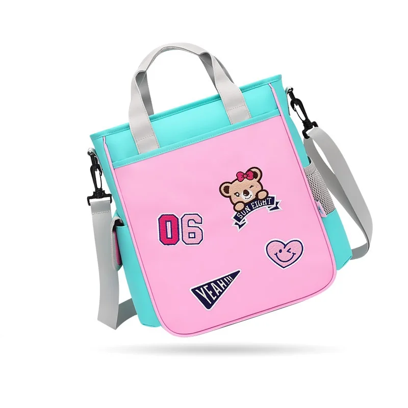 green pink Нейлоновая детская школьная сумка с героями мультфильмов, сумки для книг через плечо, сумки-мессенджеры bolsa feminina bolso для подростков, мальчиков и девочек - Цвет: green pink