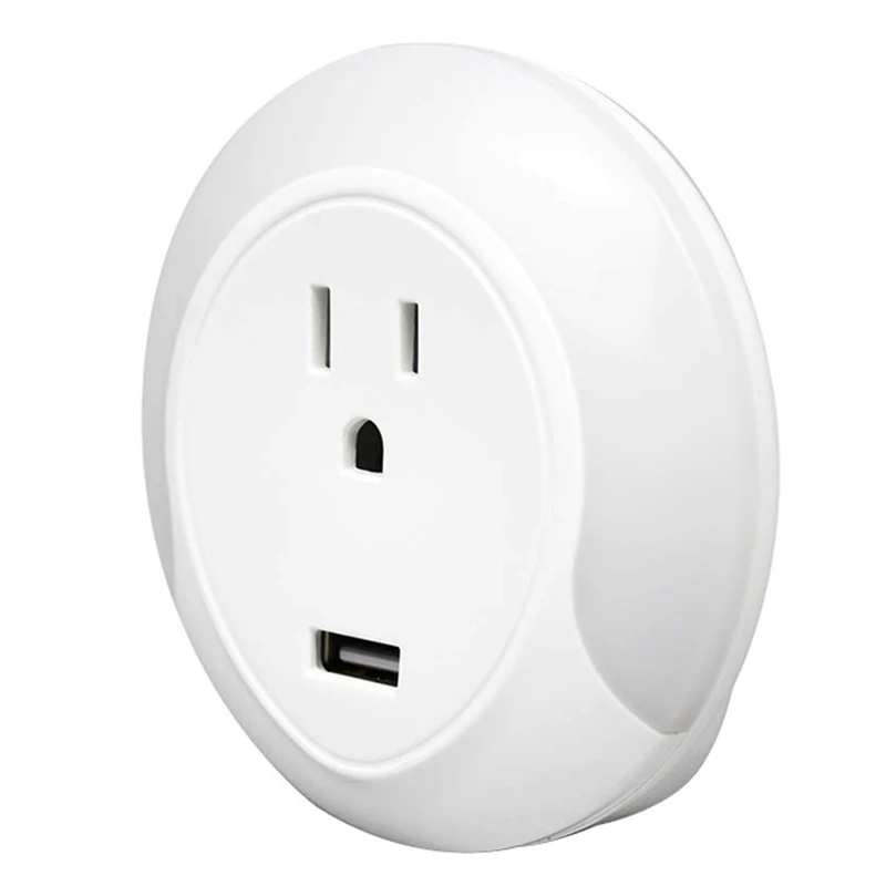 Светодиодный ночник Smart Wifi Socker с 5 в Usb зарядным портом, работает для Alexa Google Assistant Us Plug