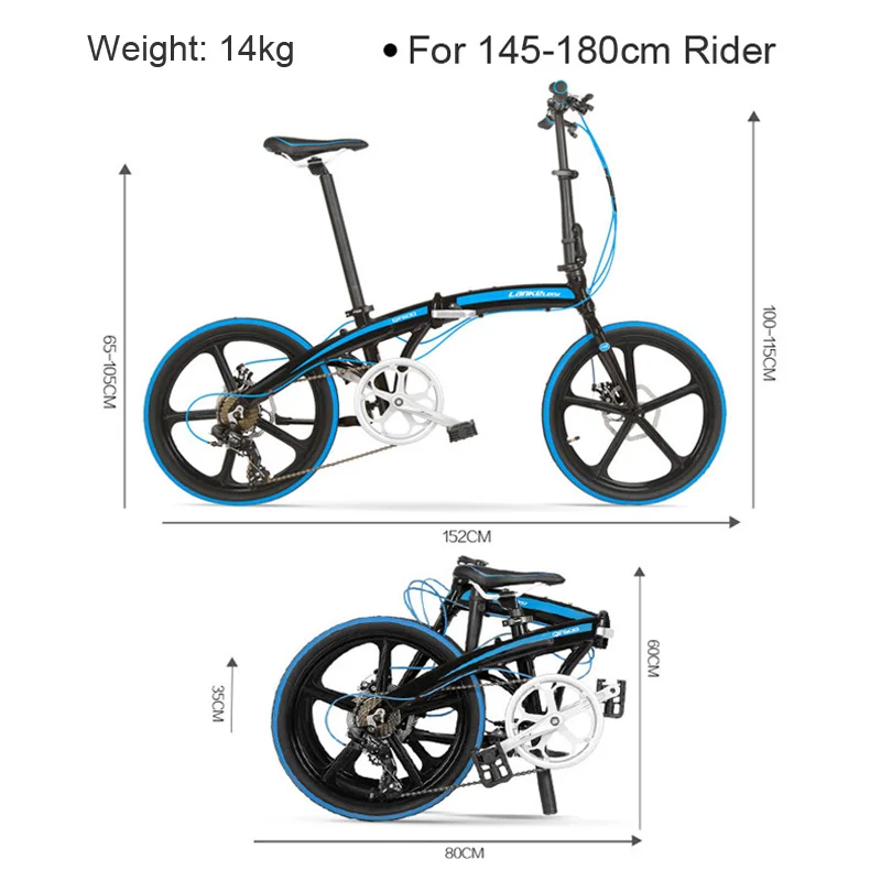 Best QF600G 20 Inches Folding Bicycle, 7 Speeds Folding Bike, Aluminium Alloy Frame, BMX, Both Disc Brakes 5