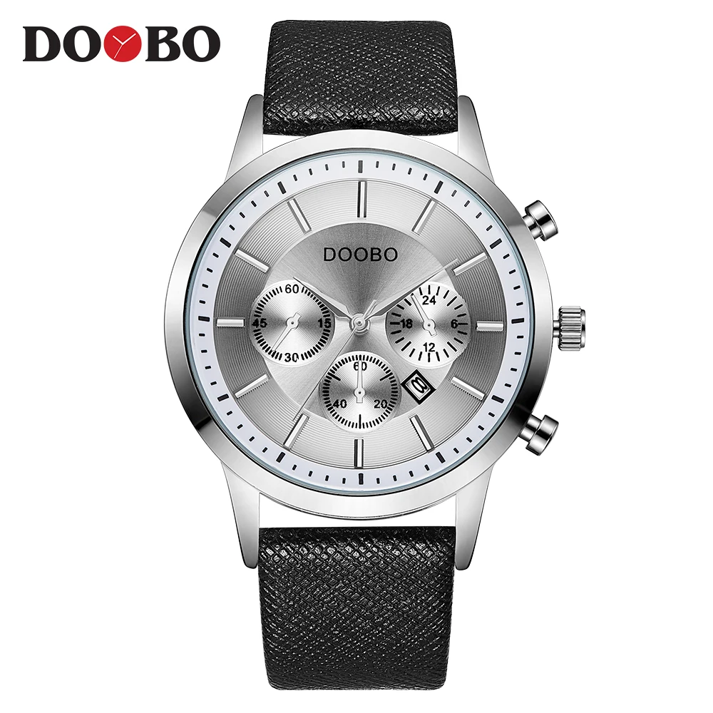 D034 white DOOBO мужские часы лучший бренд класса люкс золотые мужские часы модный кожаный ремешок повседневные спортивные наручные часы с большим циферблатом Прямая поставка - Цвет: D034 white
