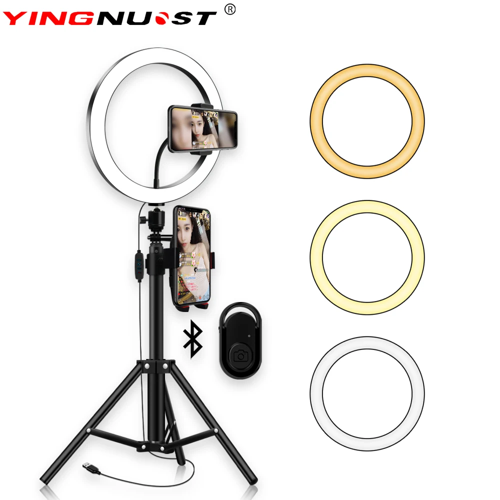 

LED Ring Light 5600K 10inch 26cm Lamp Dimmable Photography Studio Video With 150CM Tripod Selfie Stick&USB Plug Phone Holder