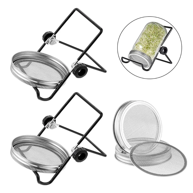 Sprouting Lids Mesh Screen Strainer Filter Stainless Steel Germinator Set Seed Sprouter Germination Cover For Mason Jars Cocina