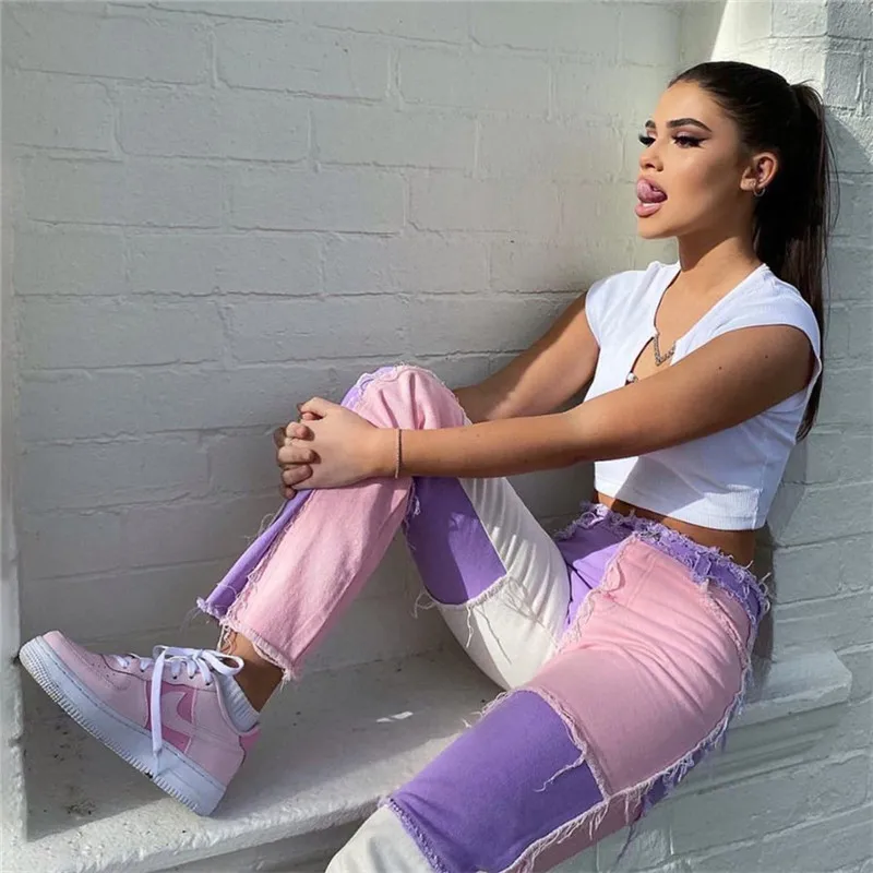 Hip Hop Autumn Patchwork Jeans Women 