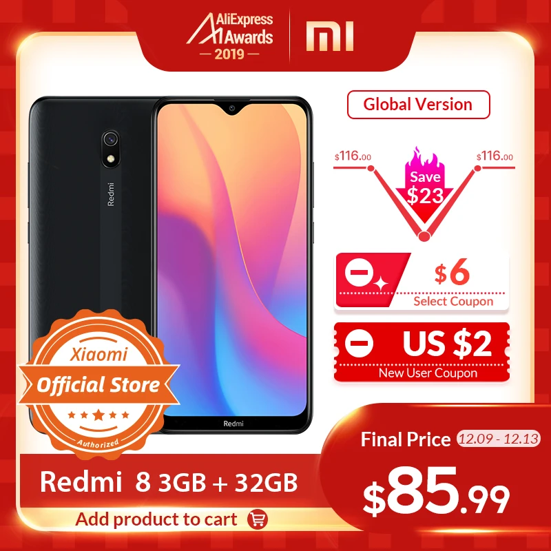 Global Version Xiaomi Redmi 8A smartphone 2GB 32GB 5000mAh high capacity battery 6.22