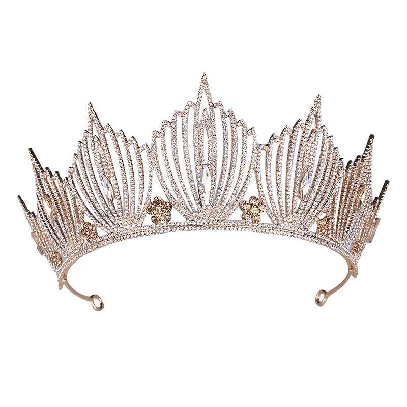 Gold Bridal Comb Head Tiara Crystal Hair Princess Queen Crown Birthday 