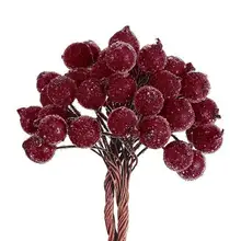 40 декоративных миниатюрных рождественских матовых искусственных ягод, яркие красные ягоды Холли, ягоды Холли, домашняя гирлянда, Новинка