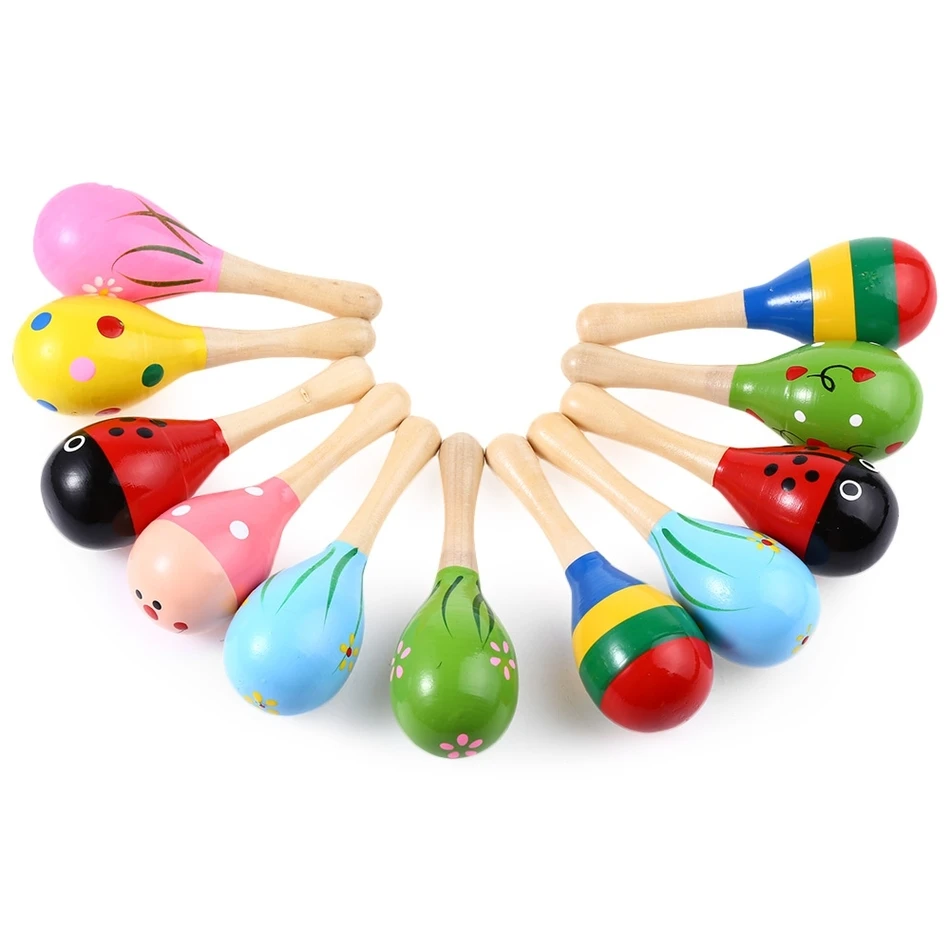 

1PC Colorful Kids Wooden Ball Rattle Toy Sand Hammer Rattle Learning Musical Instrument Percussion for Baby Children Gifts Toy