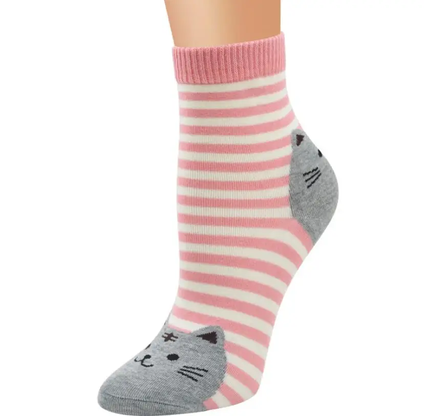 Милые Мультяшные носки для рождественских подарков, женские зимние хлопчатобумажные носки с полосками, модные носки с животными, японские корейские забавные носки