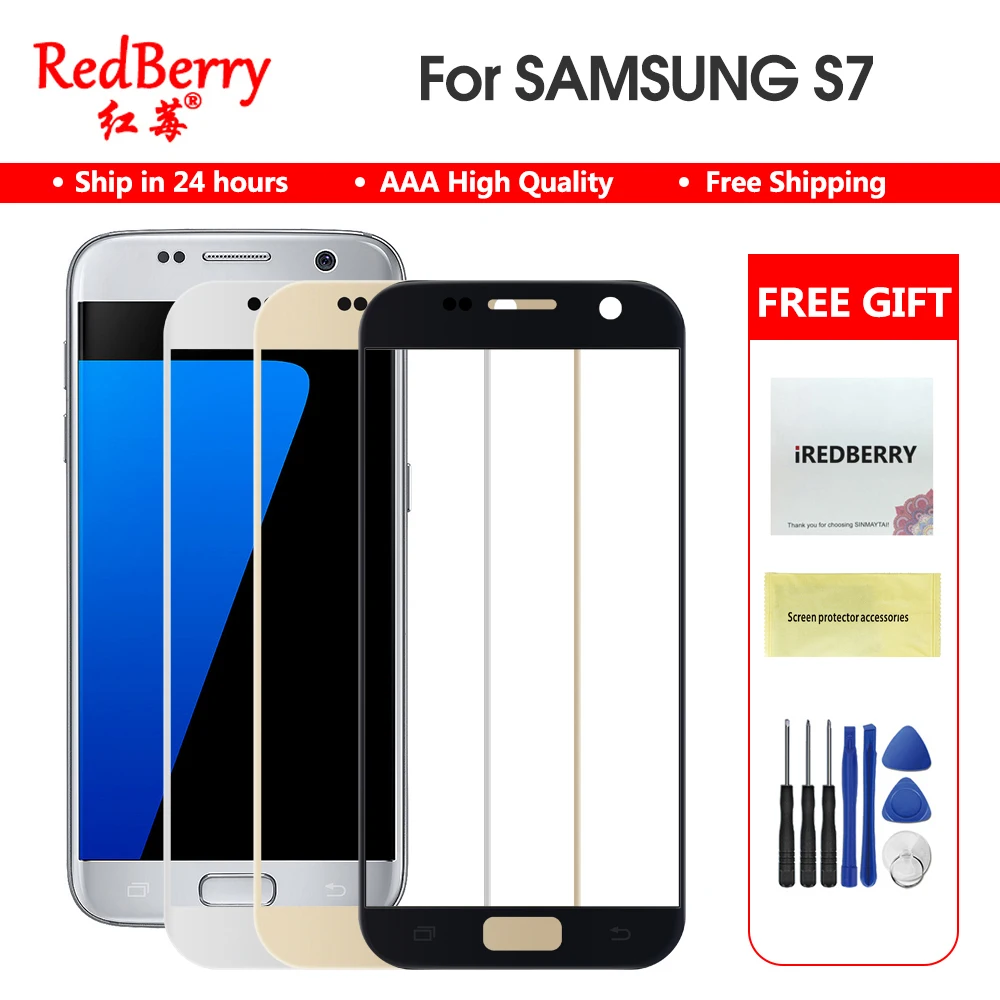 Запасной Внешний стеклянный объектив A + для samsung S7 G930 G930FD SM-G930F ЖК-сенсорный экран