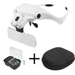 Illuminated Adjustable Magnifying Glasses with Dual Lights (Square-shape and Bag)