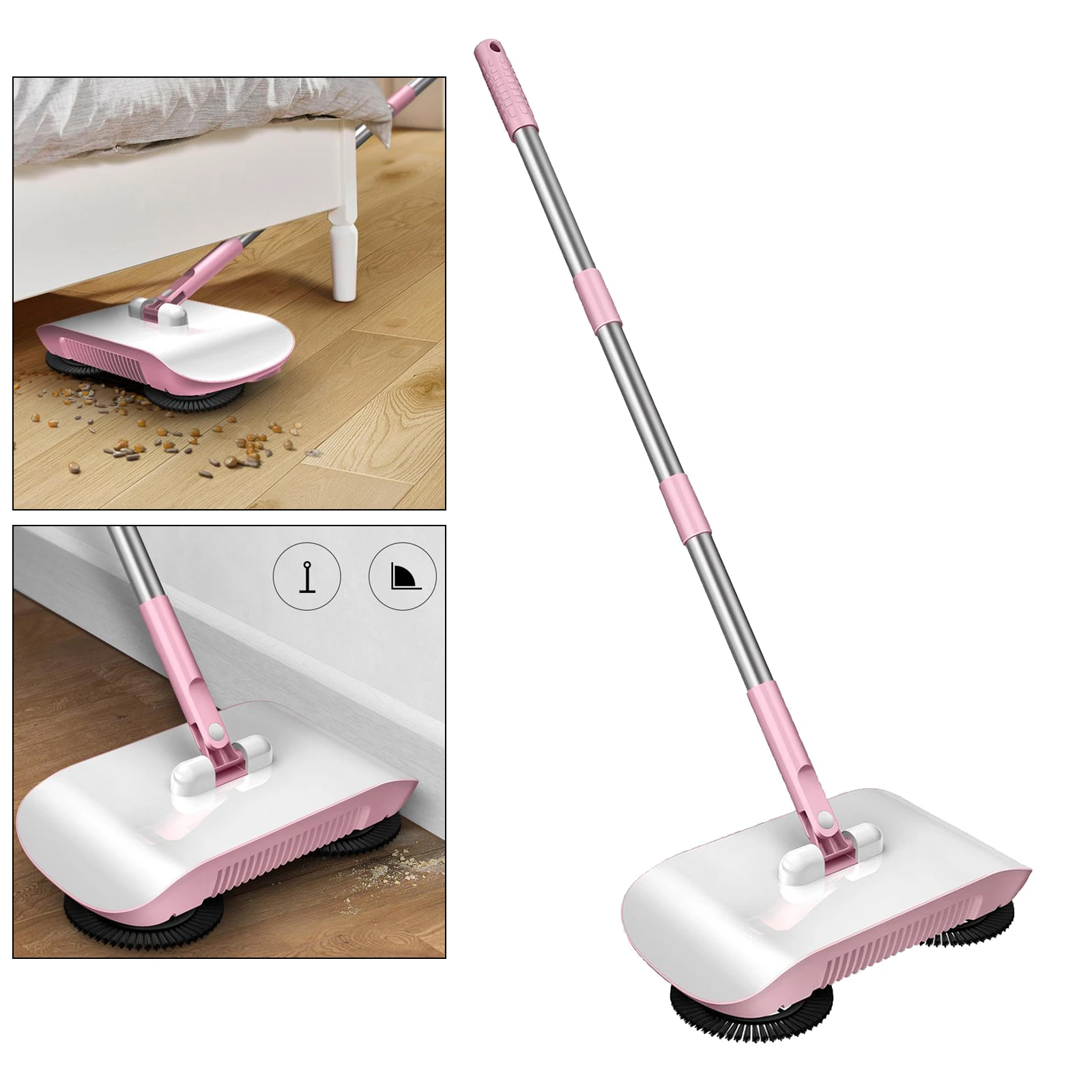 360° Home Spin Hand Push Sweeper Broom Floor Dust Cleaning Mop No Electricity H 