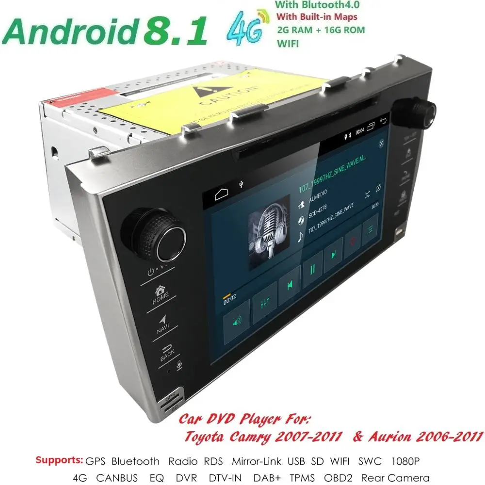 

Android 8.1 head unit 4G in Dash Car Radio Multimedia Video Player Navigation GPS For Toyota Camry 2007-2011 rds swc dvr dab dtv