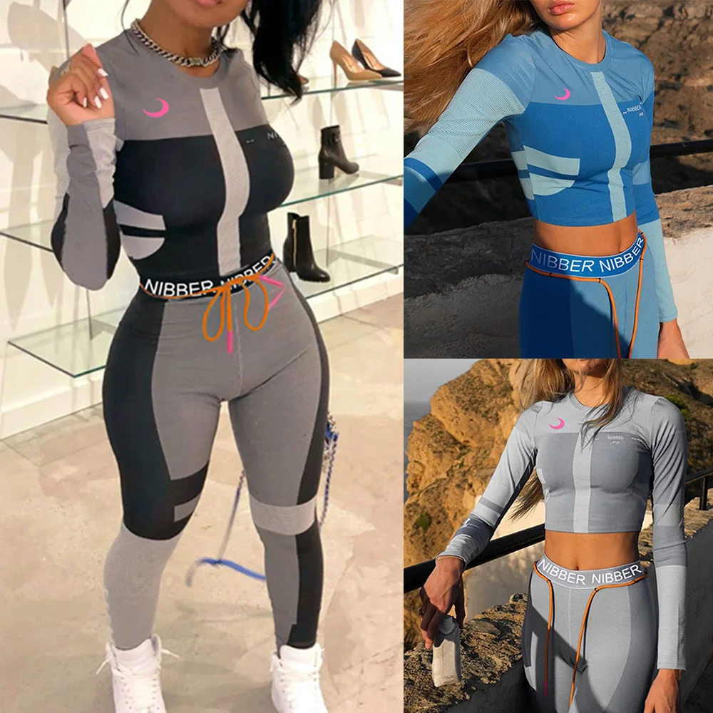 Leggings Tracksuits Outfits Matching-Sets Spring Two-Piece-Set Fitness Sexy Sports Women