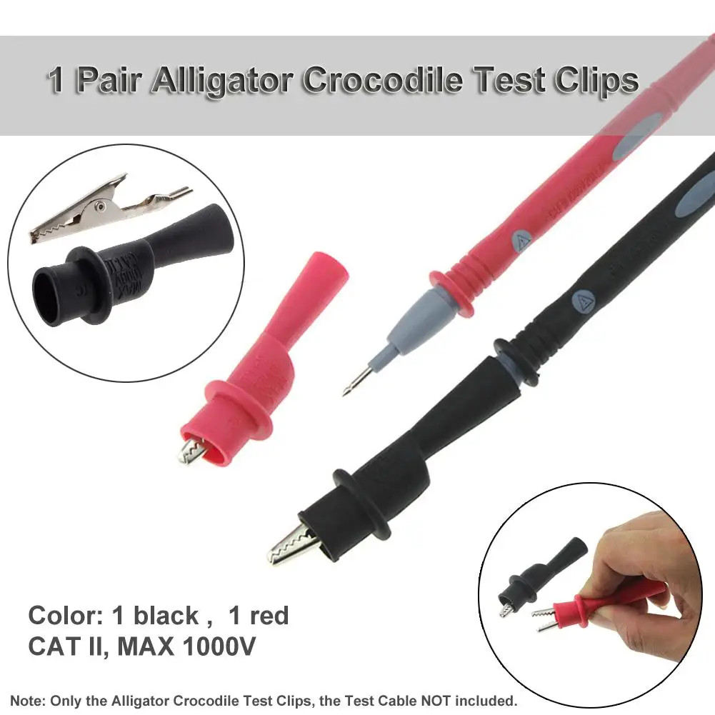 1 Pair Alligator Crocodile Test Clip Clamp For Fluke Multimeter Tester Probe SH 