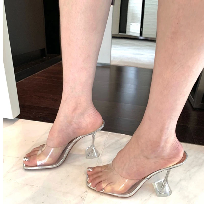 

Toe Sandals Woman Transparent High-heeled Shoes Fine With Wind Women's Shoes