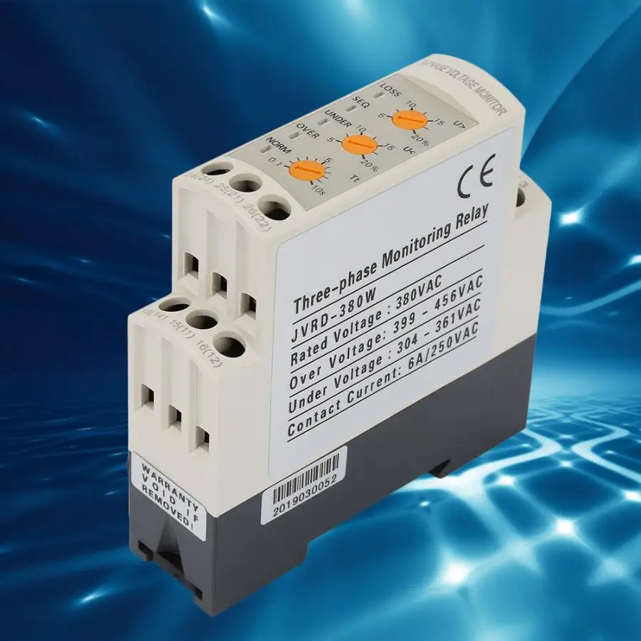 JVRD 380W 250V/AC 6A Din rail РЕГУЛИРУЕМОЕ реле напряжения цепи трехфазное контроля