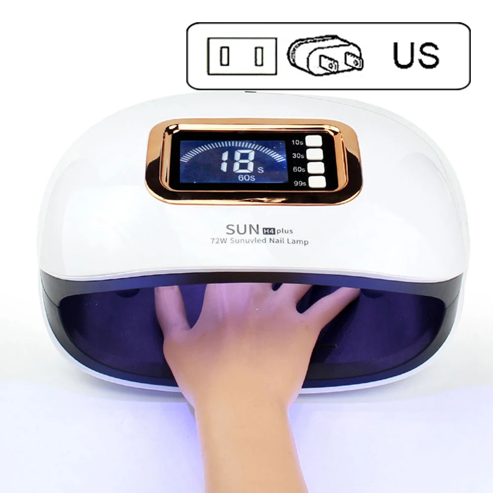 SUN H4 Plus 72 Вт 36 светодиодный УФ-светильник для сушки ногтей Сушилка для ногтей 100-240 В ЖК-дисплей автоматический датчик профессионального дизайна ногтей - Цвет: SUN H4 Plus US Plug