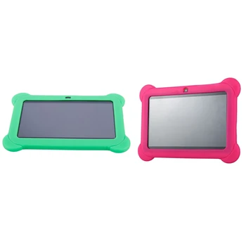 

HOT-2 Pcs 4GB Android 4.4 Wi-Fi Tablet PC Beautiful 7 Inch Five-Point MultiTouch-Display - Special Kids Edition, Pink & Green