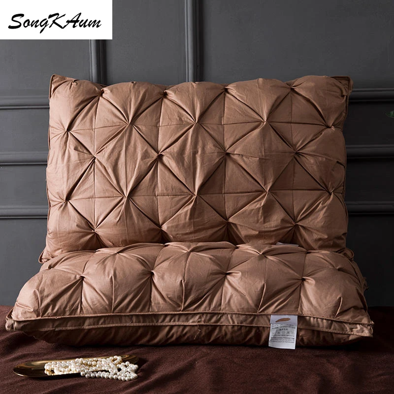 SongKAum 95 % White Goose Down/Feathe Pillow Three-dimensional Twist Pillows With Cotton Cover Adult Orthopedic Neck 2