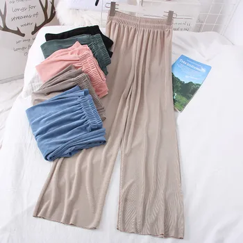 

Korean Spring Summer pants high-waisted slacks summer 2020 new female student Han elastic waist wide-leg trousers women pants