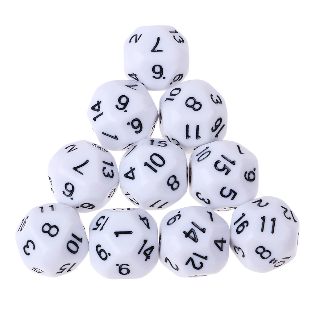 10Pcs 16-Sided D16 Acrylic Dices Table Game Accessory Toys for DND MTG TRPG Table Board Games