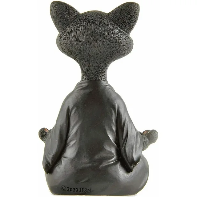 Whimsical Grey Black Buddha Cat Figurine Meditation Yoga Collectible Happy Cat Sculptures Resin Home tuin decoratie Miniatures 5