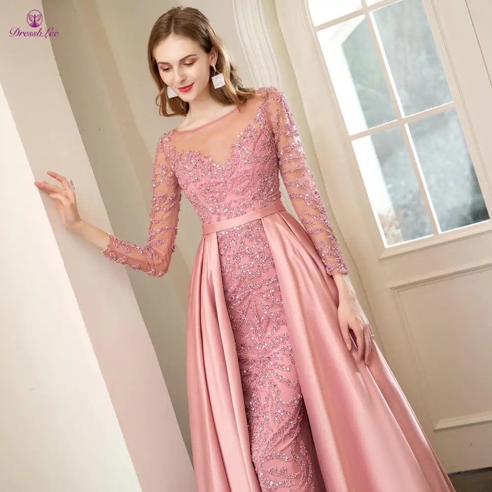 DressbLee, Новое поступление, длинный рукав, платье для выпускного вечера, расшитое блестками, кристалл, жемчуг, вышивка, Дубай, платье для выпускного вечера, Длинные вечерние платья