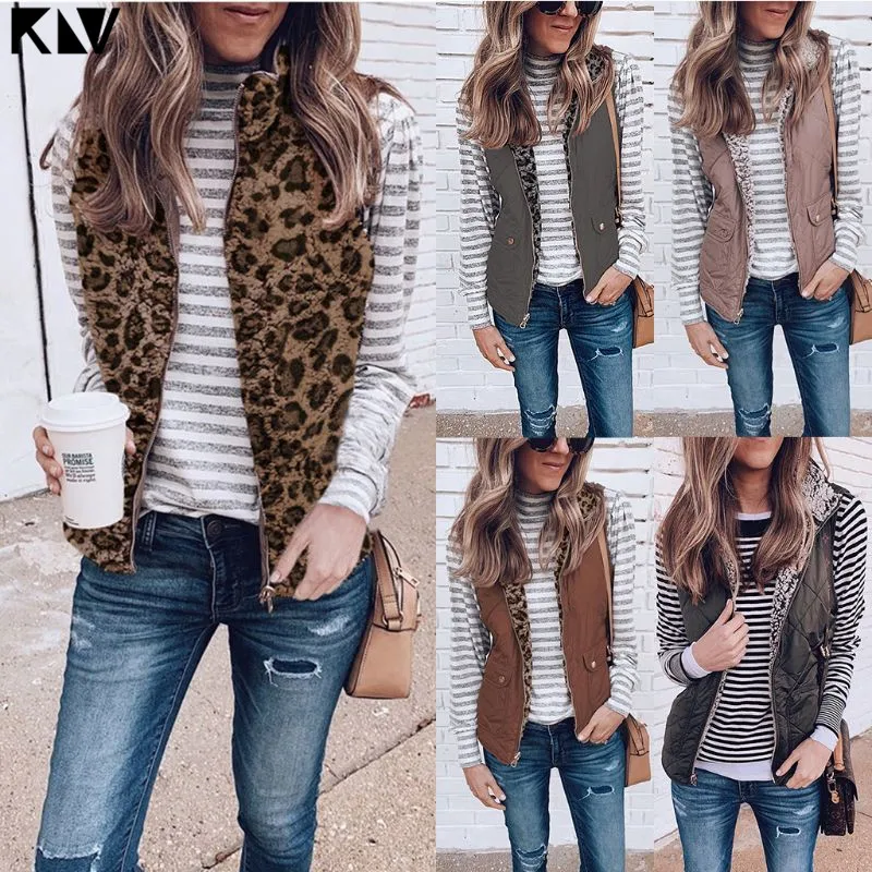 

2019 Women Winter Two-Way Fluffy Reversible Windproof Ladies Sleeveless Outwear Vest Coat Thicken Warm Pocket Zipper Waistcoat