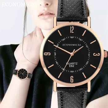 

Fashion Women's Leather Strap Watches Quartz Analog Round Wrist Watch Women's Casual Quartz Leather Band Watch Analog Watch