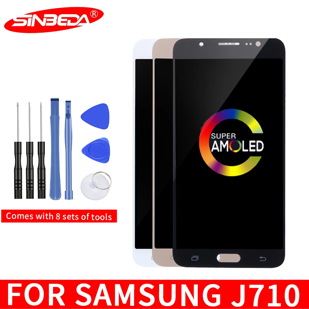 ЖК дисплей Super AMOLED 5 &quotSinbeda для SAMSUNG Galaxy J710 с сенсорным экраном и рамкой J7 2016 J710FN J710F
