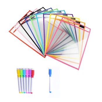 

10pcs Reusable DryErase Pocket Bag Reusable Sleeves Kid Write Wipe Learning Tool Pock Pockets Storage Bags