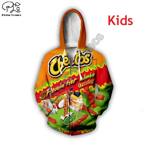 Комплект семейной одежды с объемным принтом Cheetos, толстовка, куртка на молнии для взрослых и детей, одинаковые комплекты для семьи и мамы, папы - Цвет: Kids Zip Hoodie