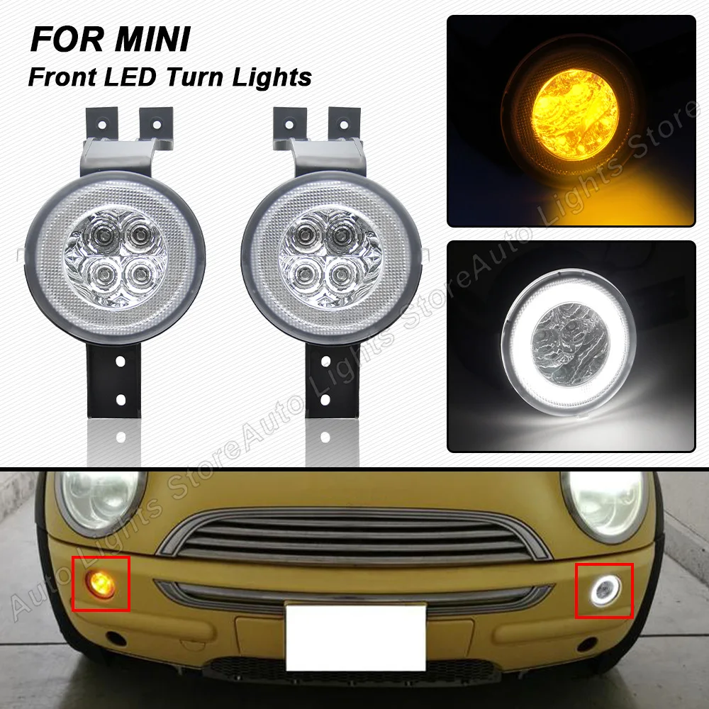 

2Pcs Full LED Halo Ring Front LED Turn Signal Lights For MINI Cooper R50 R53 2000-2006 R52 2002-2008 Parking Light Position Lamp