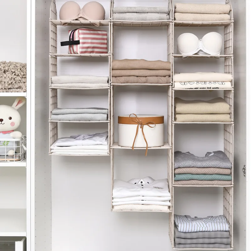 

5 Layers Clothe Storage Pocket Folding Hanging Bathroom Closet Baskets Holder Organizer Bags Rack Hook Hanger Diy Saving Space