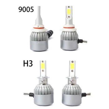 

New 4Pcs C6 LED Car Headlight Kit COB H3/9005 36W 7600LM White Light Bulbs