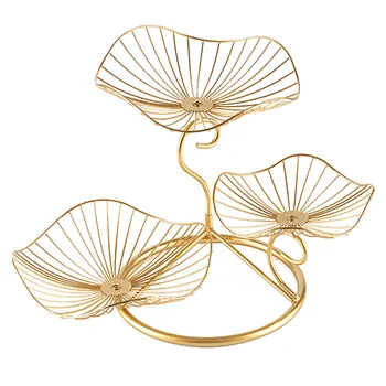 

Three-layer Snack Rack Dinning Table Leaf Shaped Living Room Wedding Party Fruit Plate Display Stand Nordic Style Wire Basket