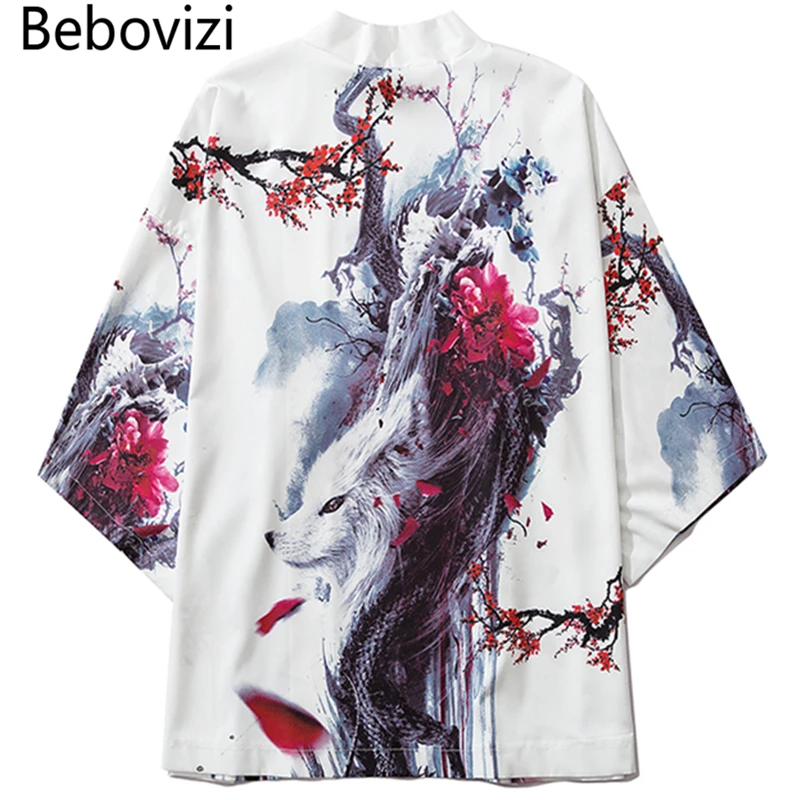 Bebovizi Men Women White Kimonos Japanese Clothes Kimono Cardigan Cosplay Mens Yukata Female Summer Casual Beach Shirt Blouse