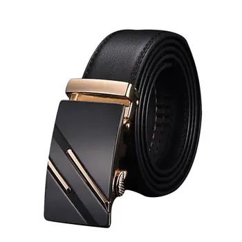 

Men'S Fashion Leather Automatic Buckle Waist Strap Belt Waistband Gift Gold