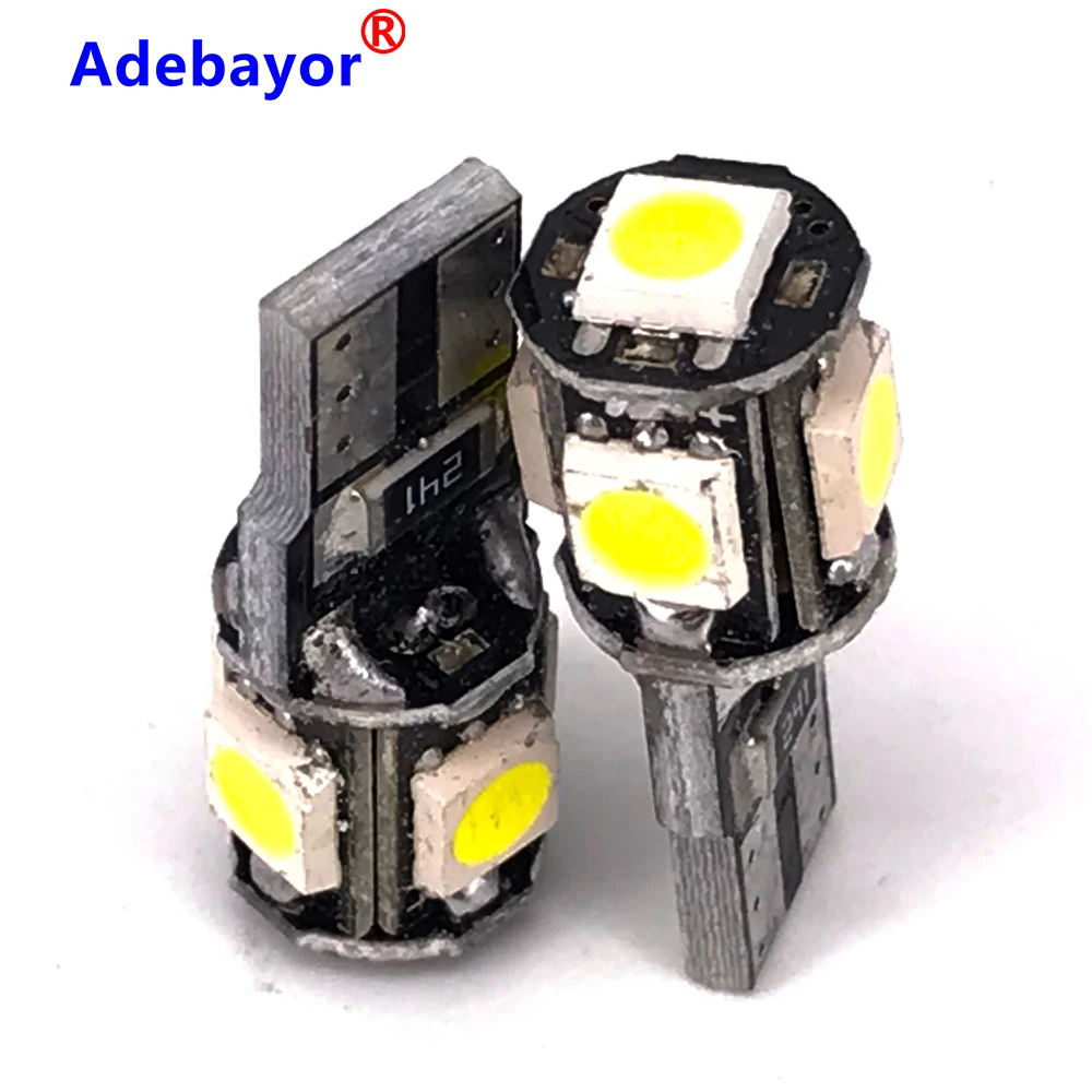 1 шт. автомобильная светодиодная лампа W5W 194 168 501 t10 canbus 5smd 5050 led 5 smd 3 чипа w5w с