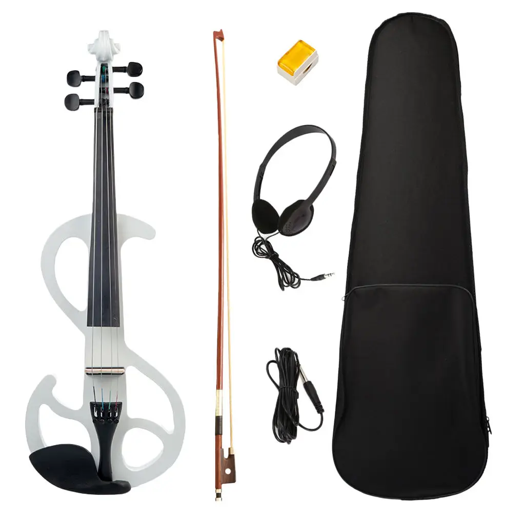 

Delicate Wood 4/4 Silent Electric Violin 4 Strings DIY Accessory White