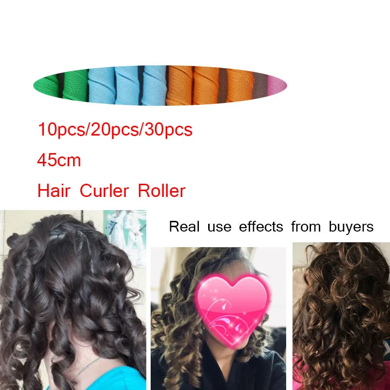 10/20/30pcs 45cm Plastic Long Diameter 2.5cm Magic Hair Curler Magic Hair Roller Spiral Curls Permanent use