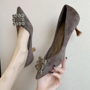 

French high heel women's fine heel simple 2020 spring new net red wild pointed head late evening wind fairy shoes